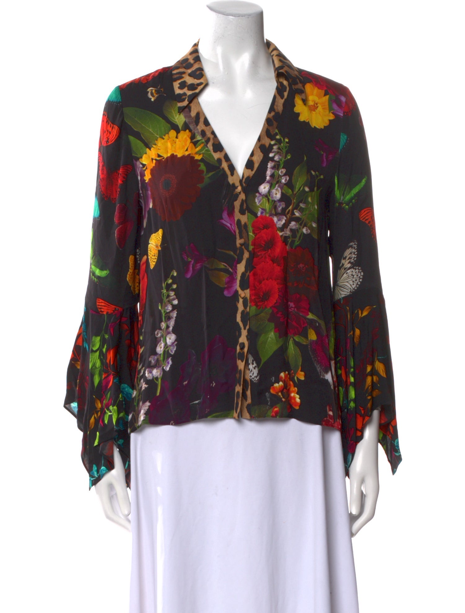 Alice + Olivia Floral Print Long Sleeve Blouse