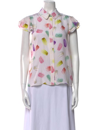 Alice + Olivia Silk Printed Button-Up Top