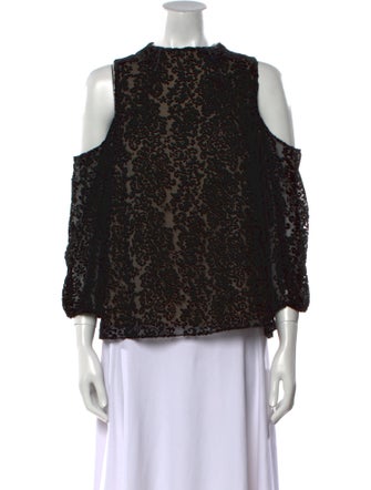 Alice + Olivia Velvet Lace Pattern Blouse