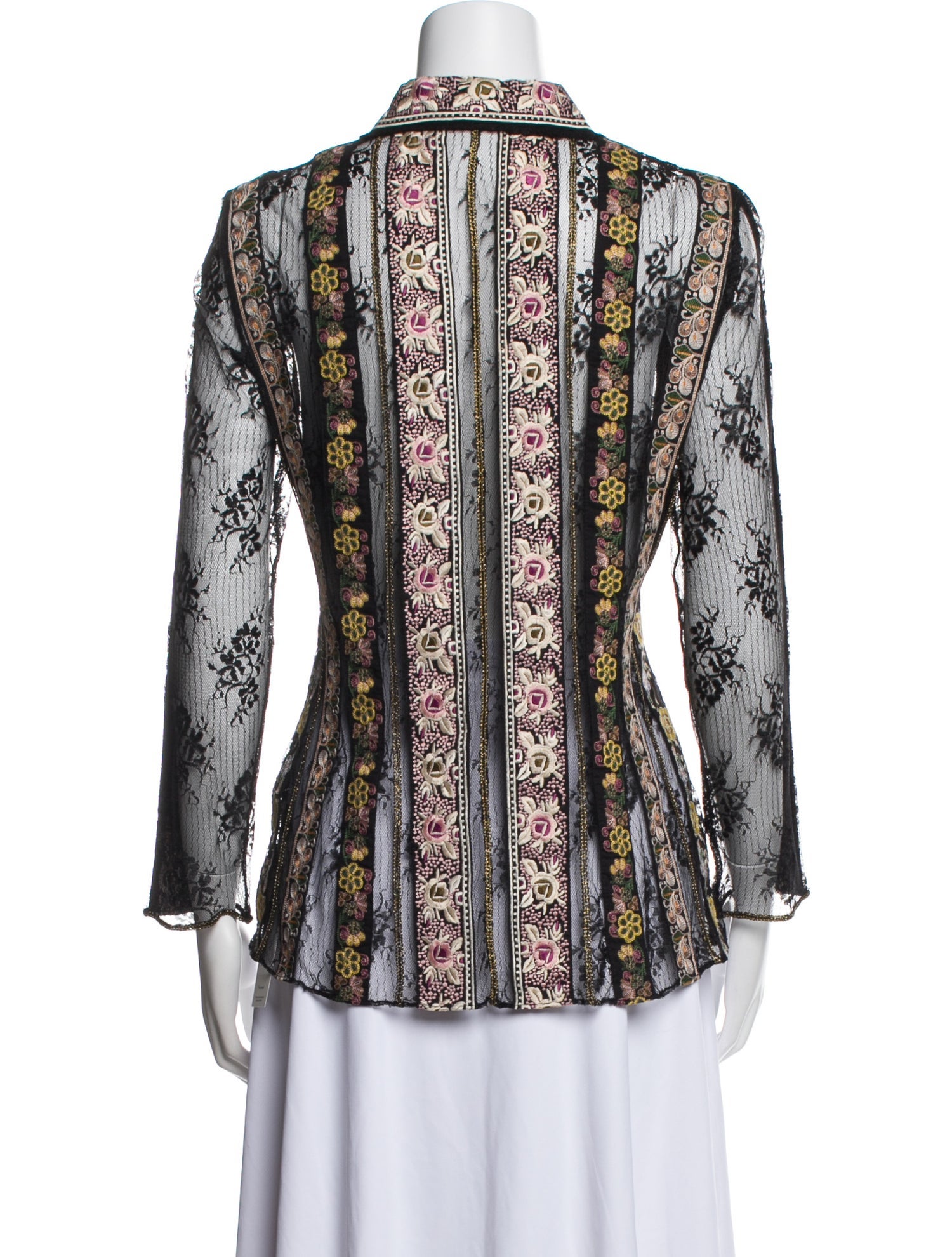 Alice + Olivia Nylon Printed Button-Up Top