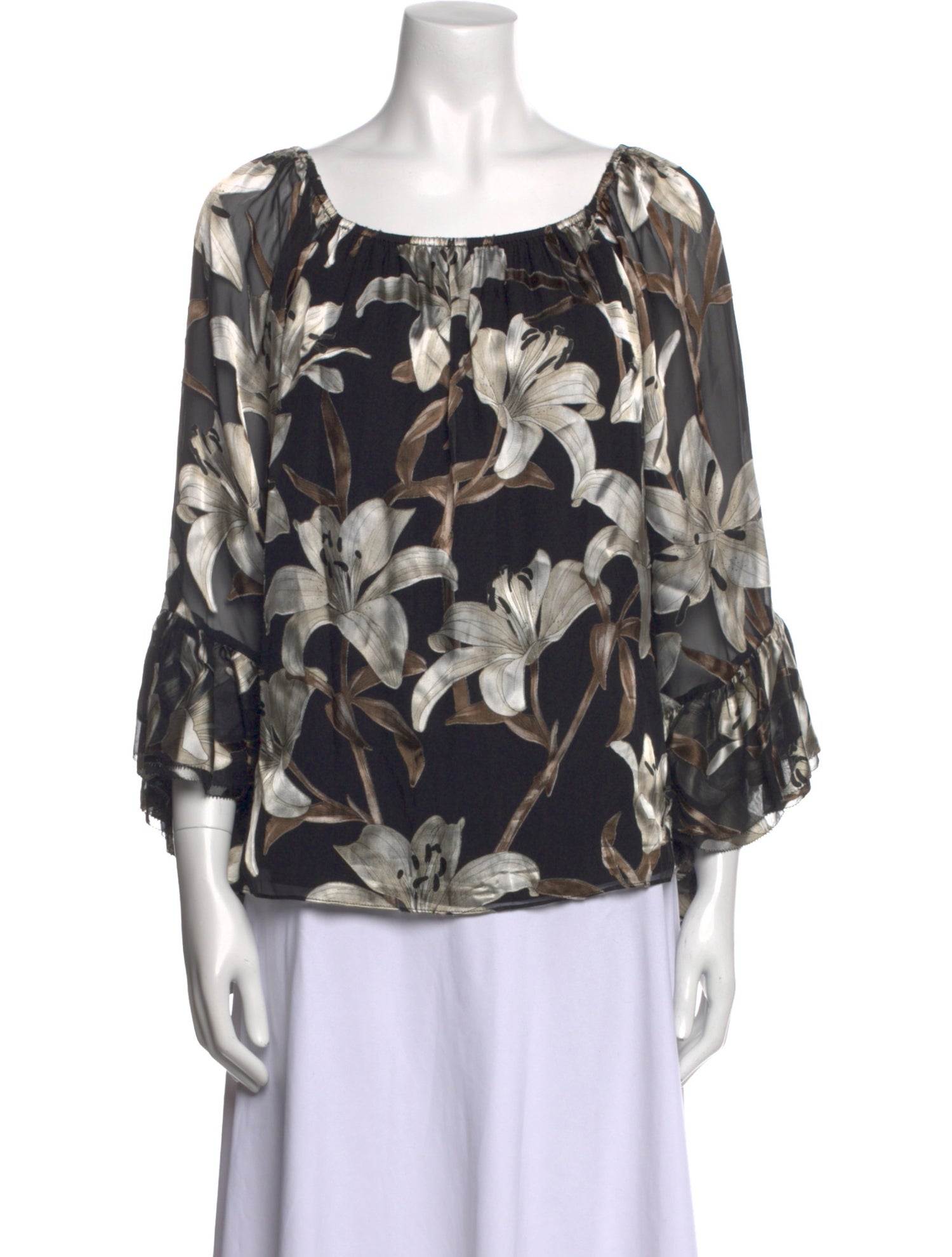 Alice + Olivia Floral Print Square Neckline Blouse