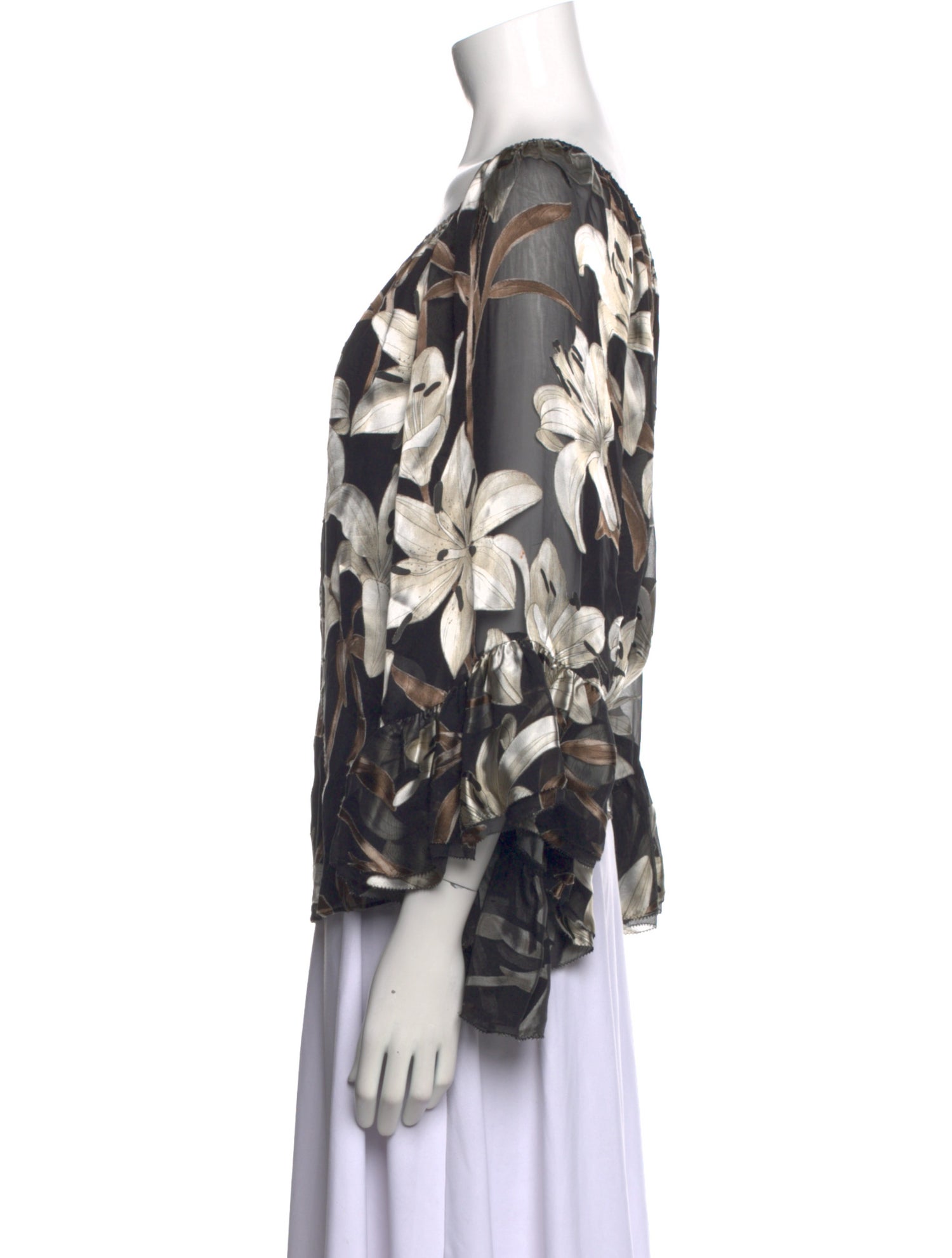 Alice + Olivia Floral Print Square Neckline Blouse