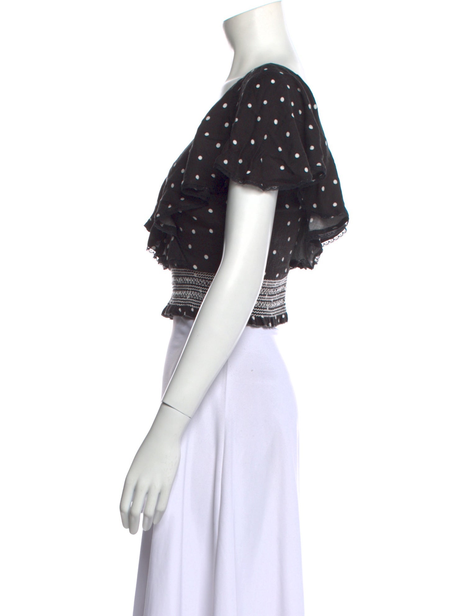 Alice + Olivia Polka Dot Print V-Neck Crop Top