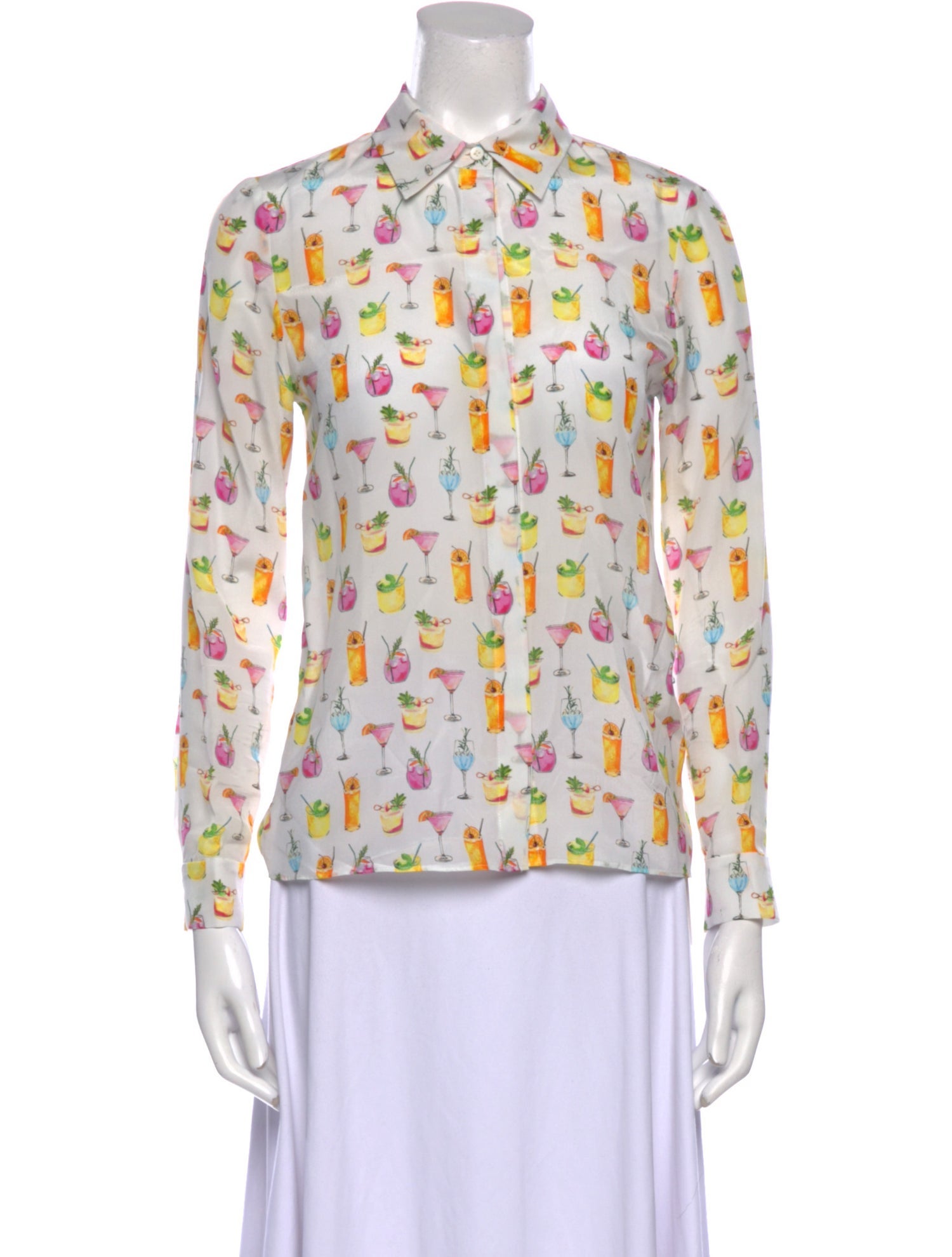 Alice + Olivia Silk Printed Button-Up Top