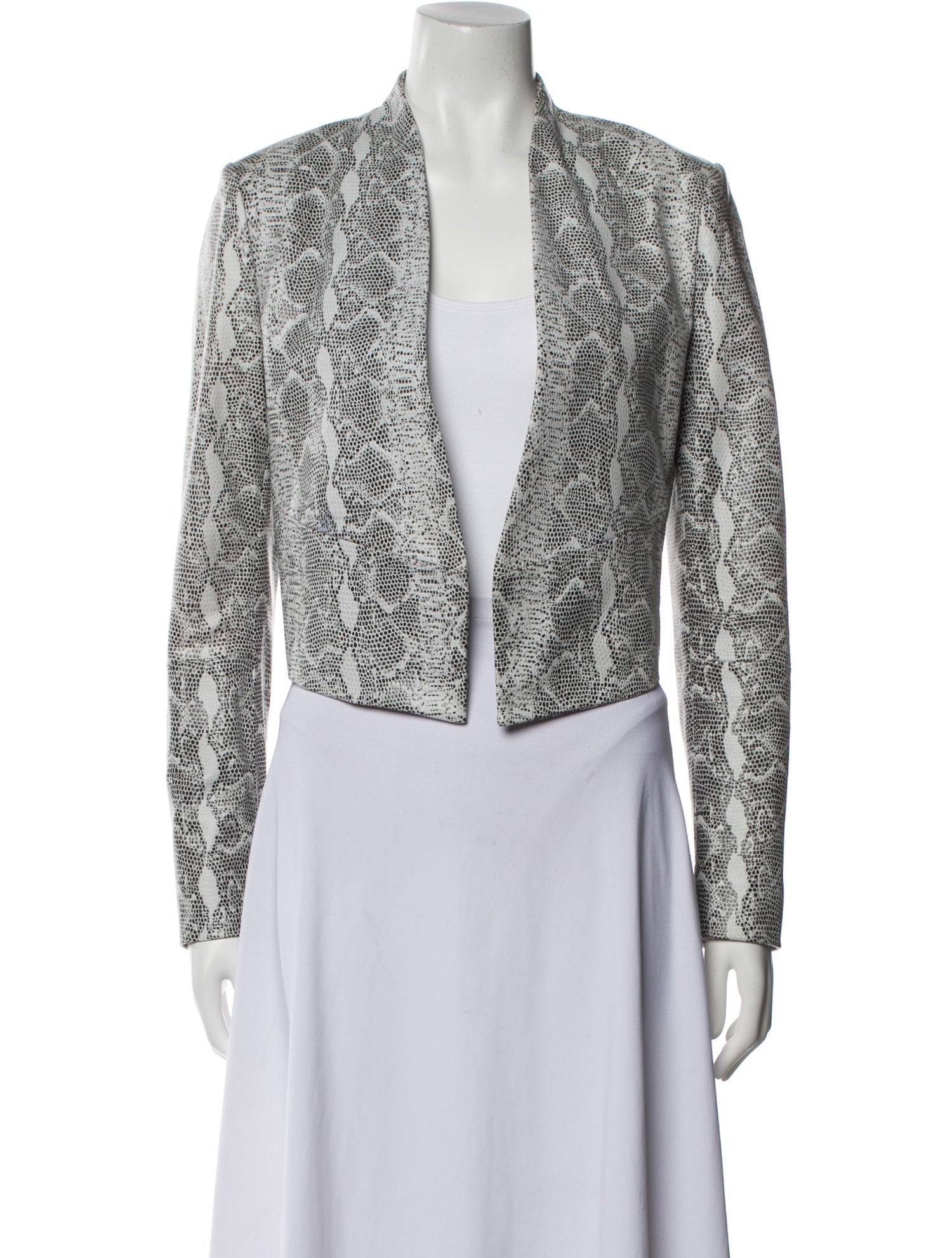 Alice + Olivia Lamb Leather Animal Print Evening Jacket