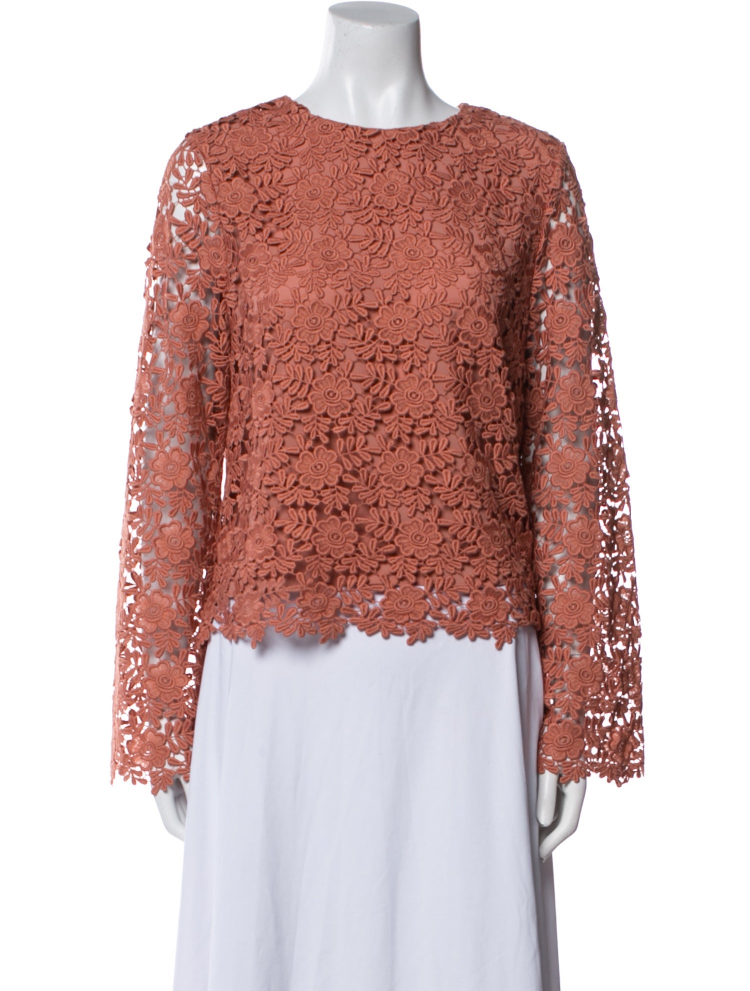 Alice + Olivia Lace Pattern Bateau Neckline Blouse