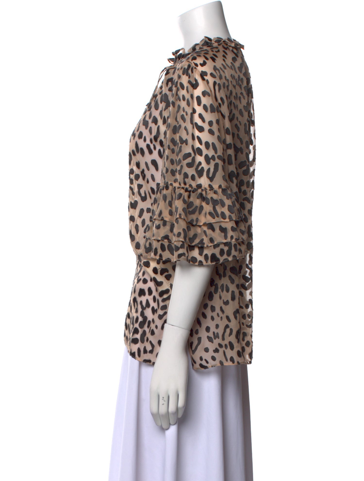 Alice + Olivia Animal Print Mock Neck Blouse