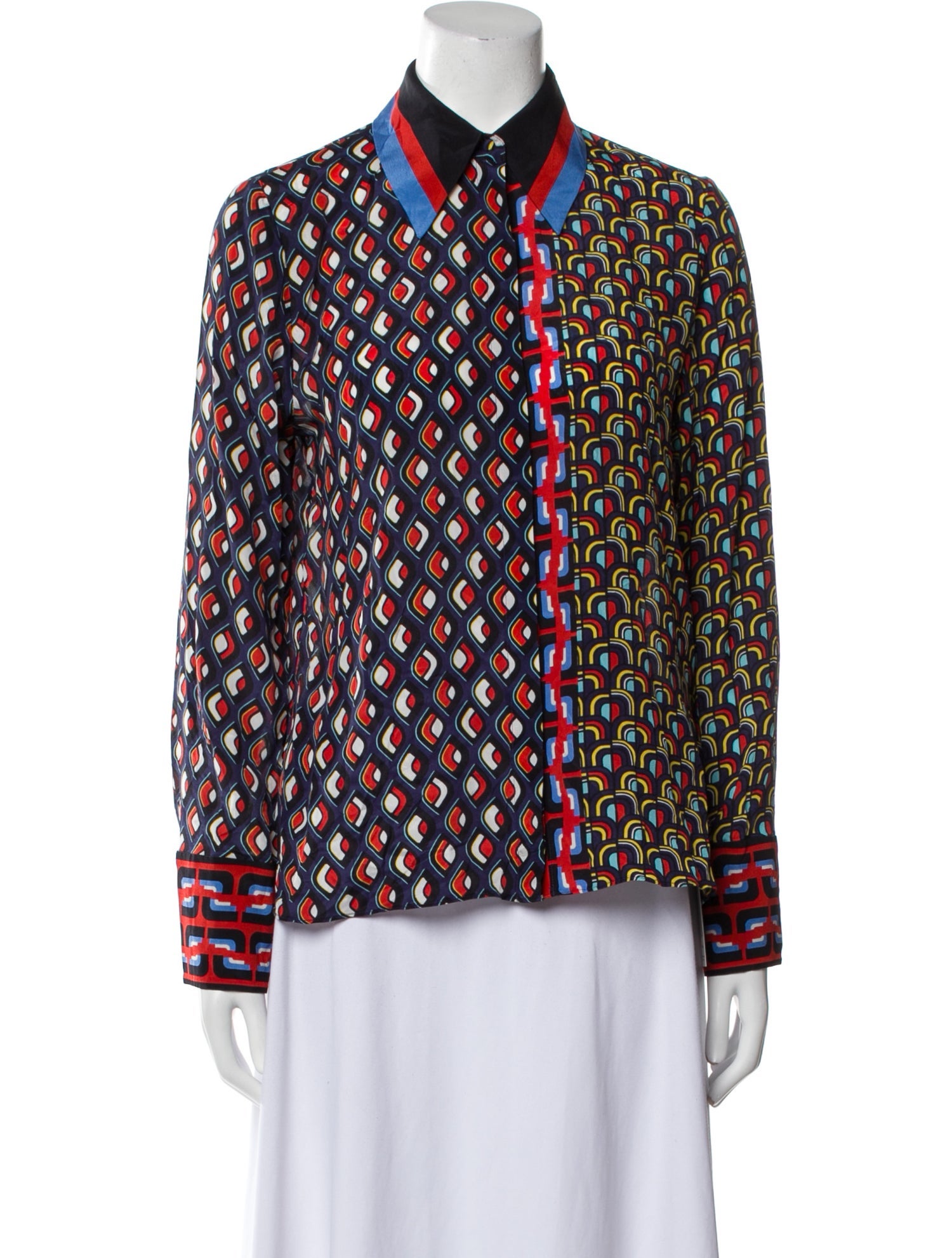 Alice + Olivia Silk Printed Button-Up Top