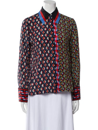 Alice + Olivia Silk Printed Button-Up Top