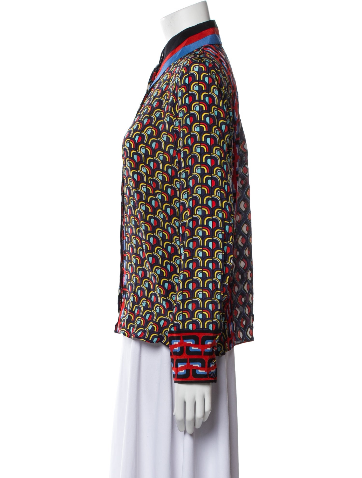 Alice + Olivia Silk Printed Button-Up Top