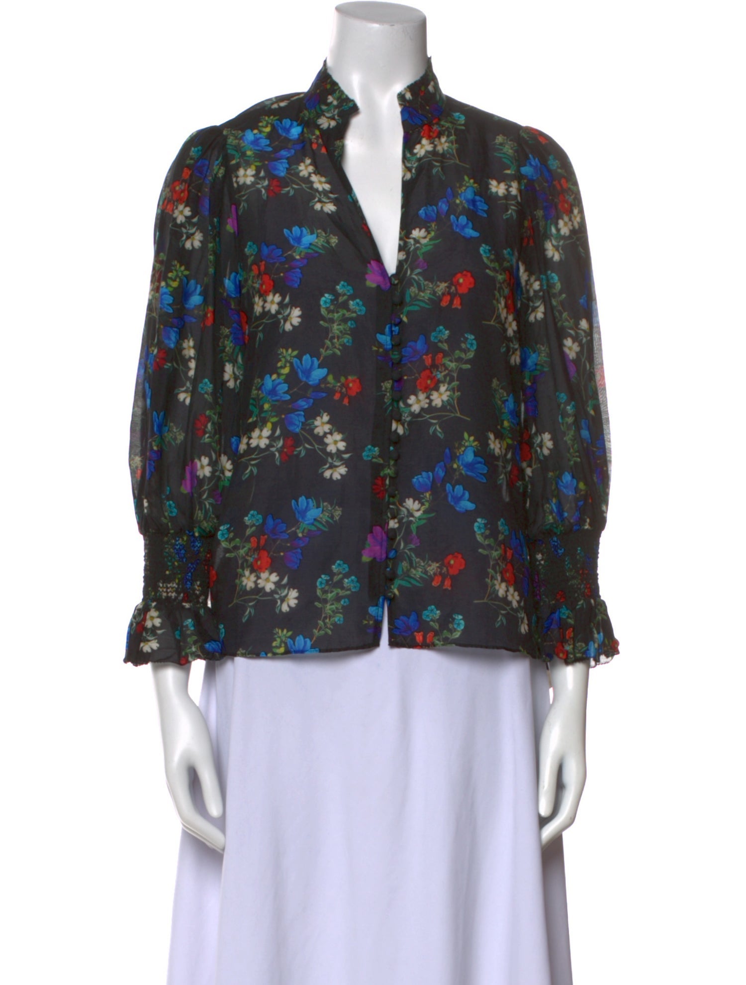 Alice + Olivia Floral Print V-Neck Blouse