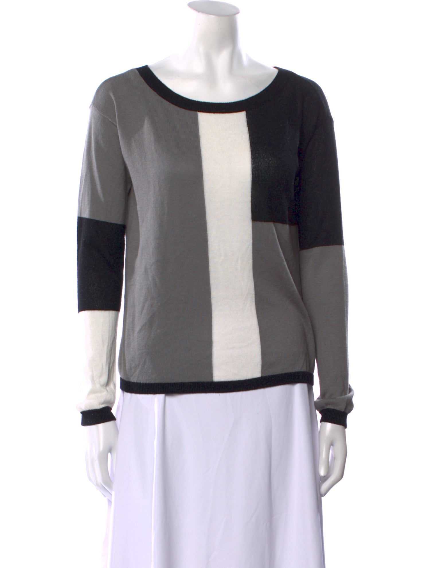 Alice + Olivia Striped Scoop Neck Sweater