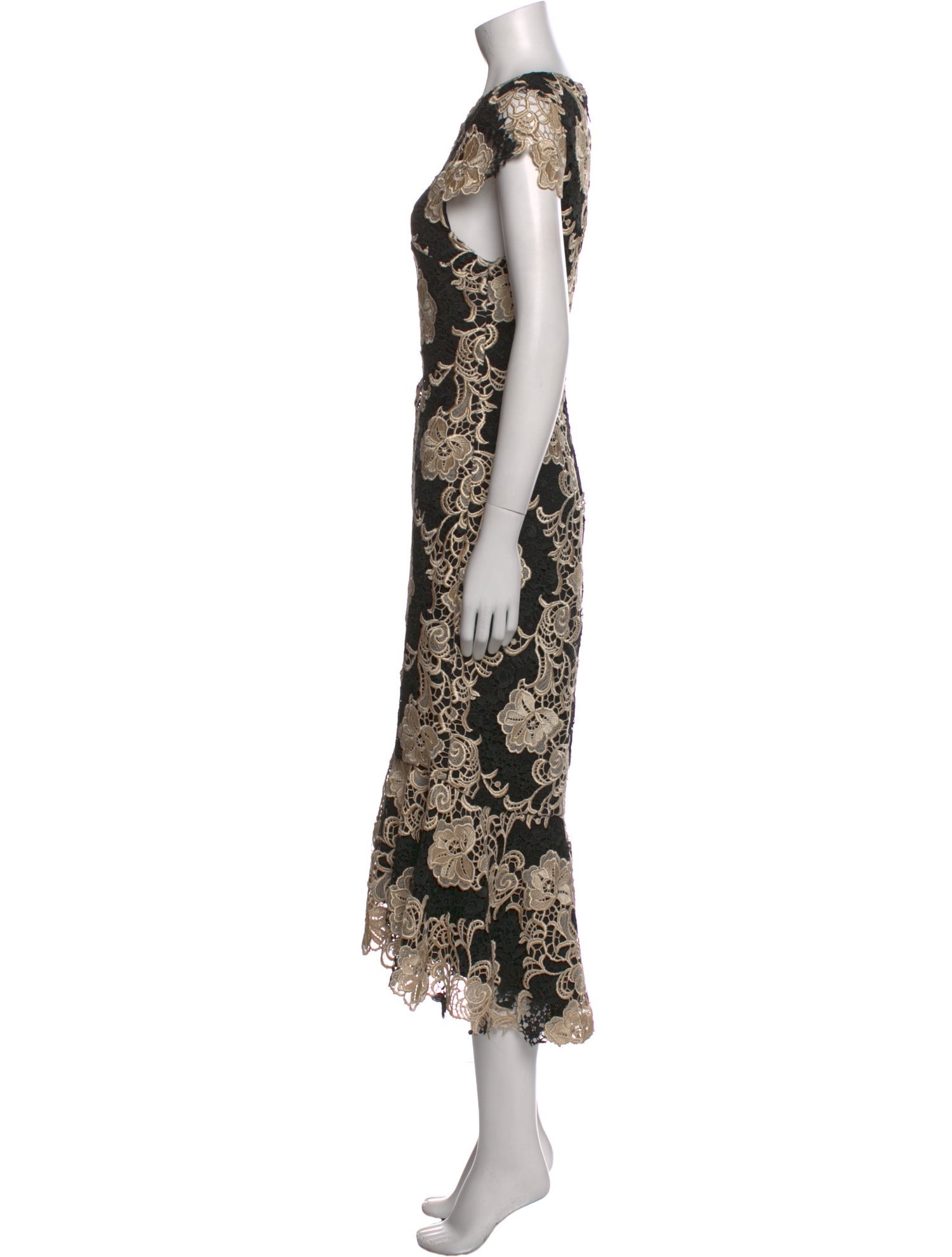 Alice + Olivia Lace Pattern Midi Length Dress