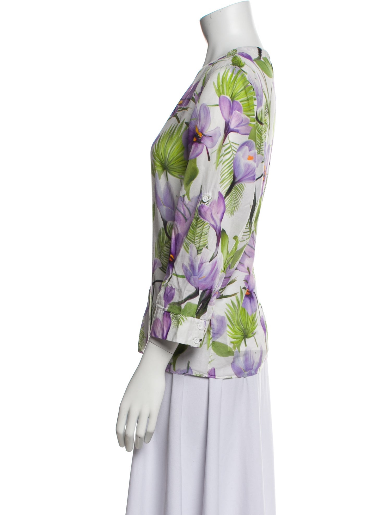 Alice + Olivia Floral Print V-Neck Blouse