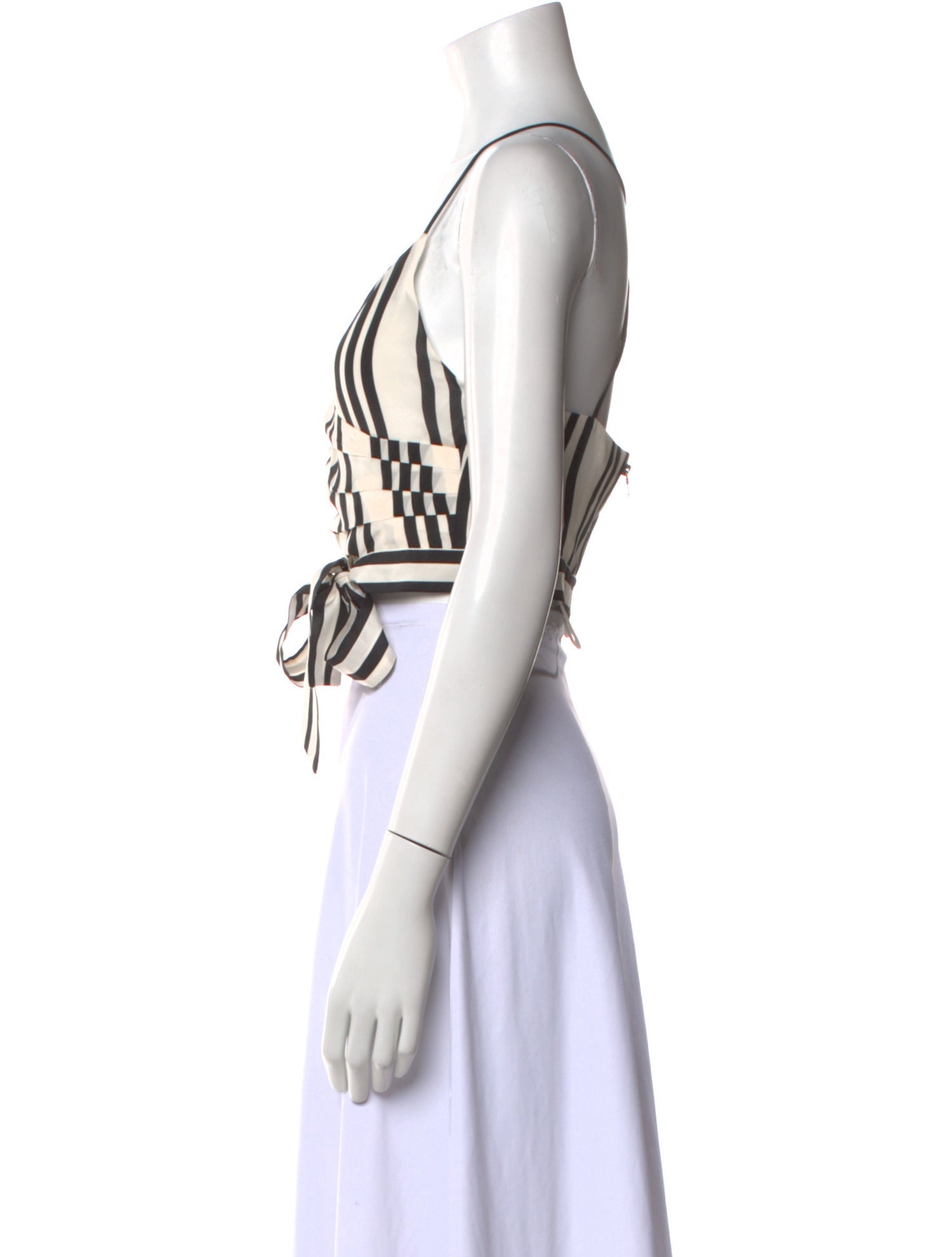 Alice + Olivia Silk Striped Crop Top