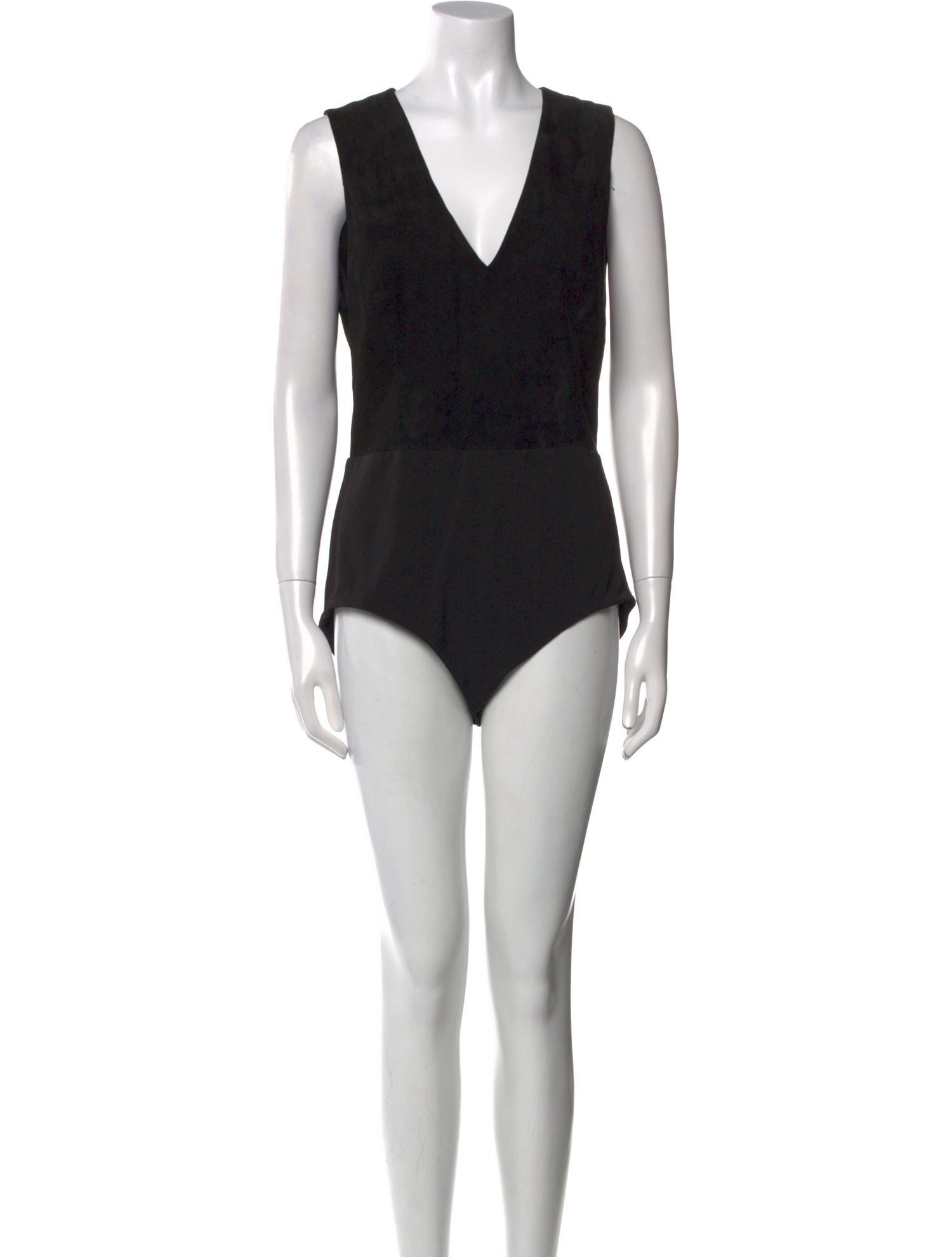 Alice + Olivia Leather V-Neck Bodysuit