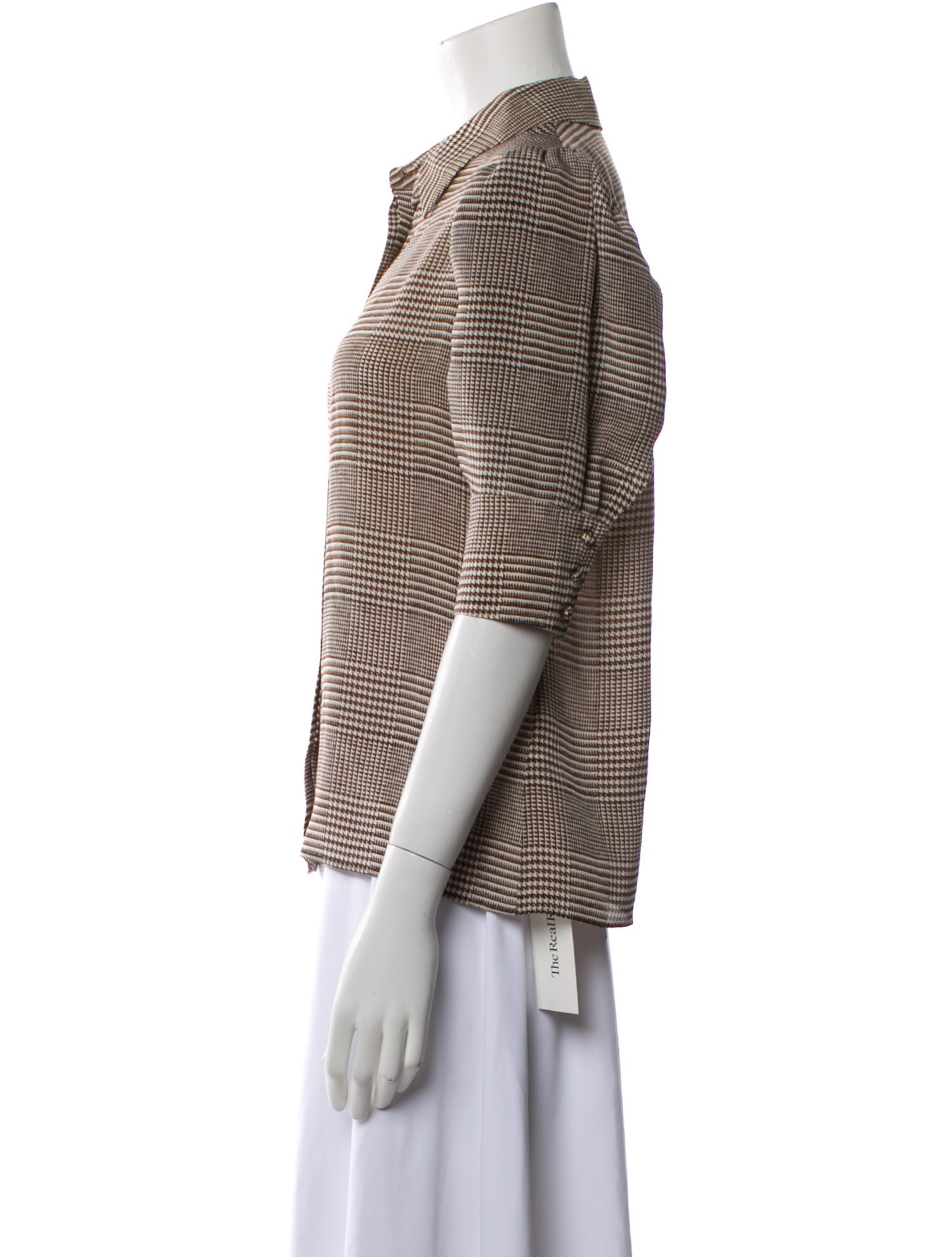 Alice + Olivia Silk Plaid Print Button-Up Top