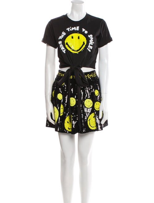 Alice + Olivia Graphic Print Sequin Embellishments Skirt Set