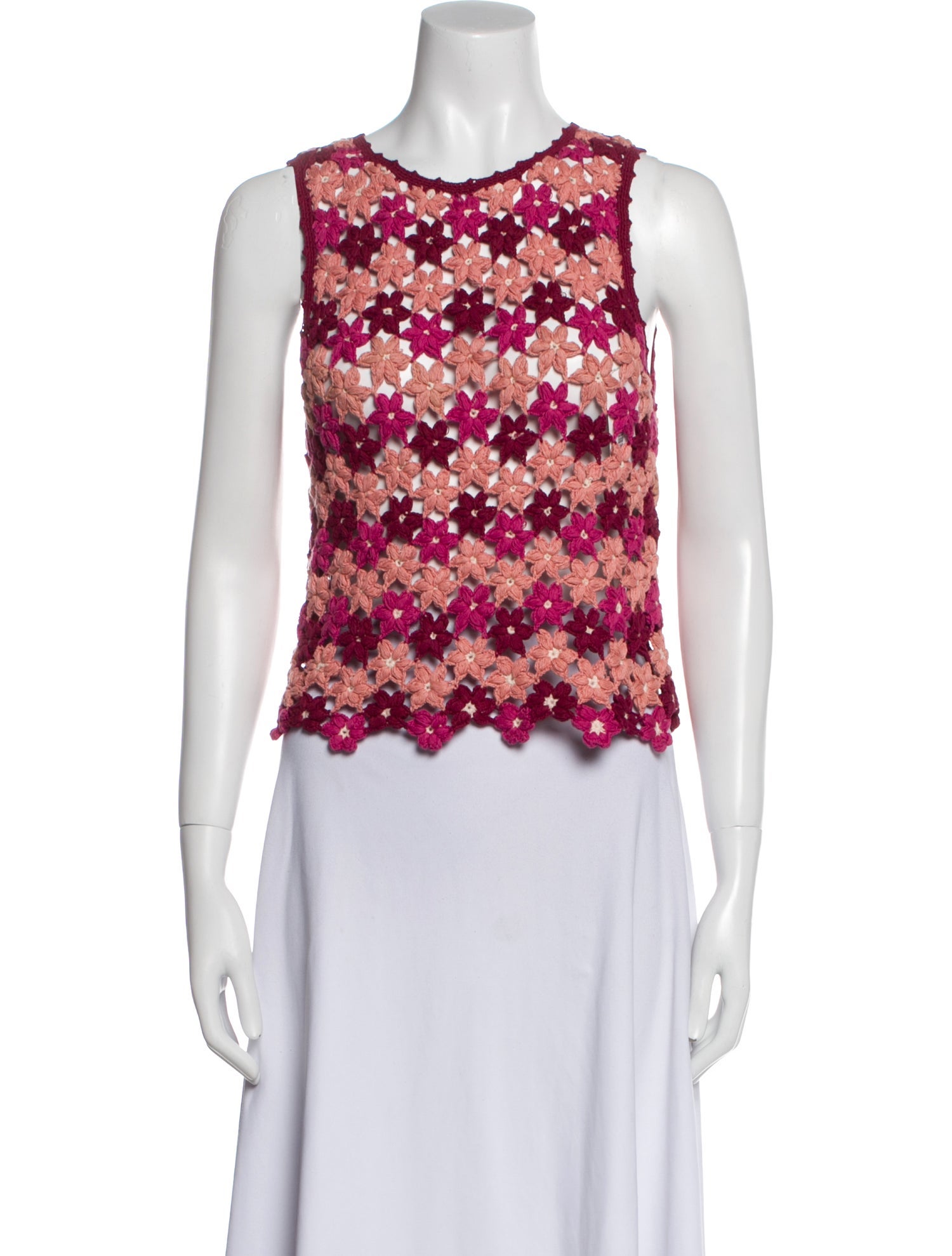 Alice + Olivia Lace Pattern Crew Neck Crop Top