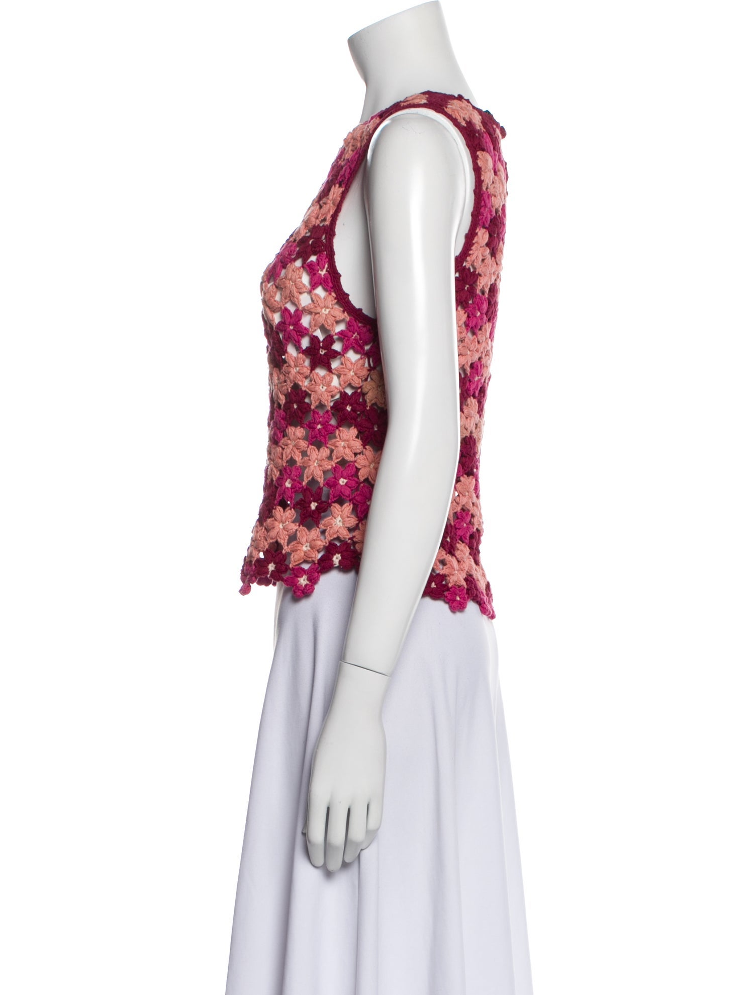 Alice + Olivia Lace Pattern Crew Neck Crop Top