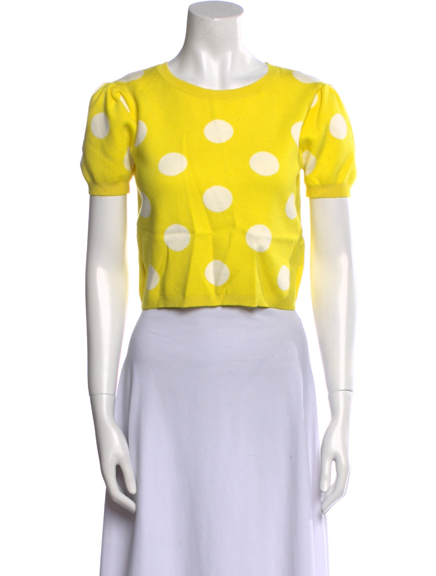 Alice + Olivia Polka Dot Print Crew Neck Crop Top
