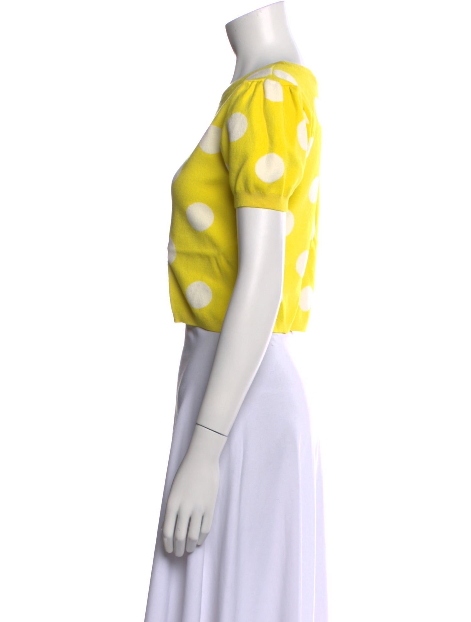 Alice + Olivia Polka Dot Print Crew Neck Crop Top