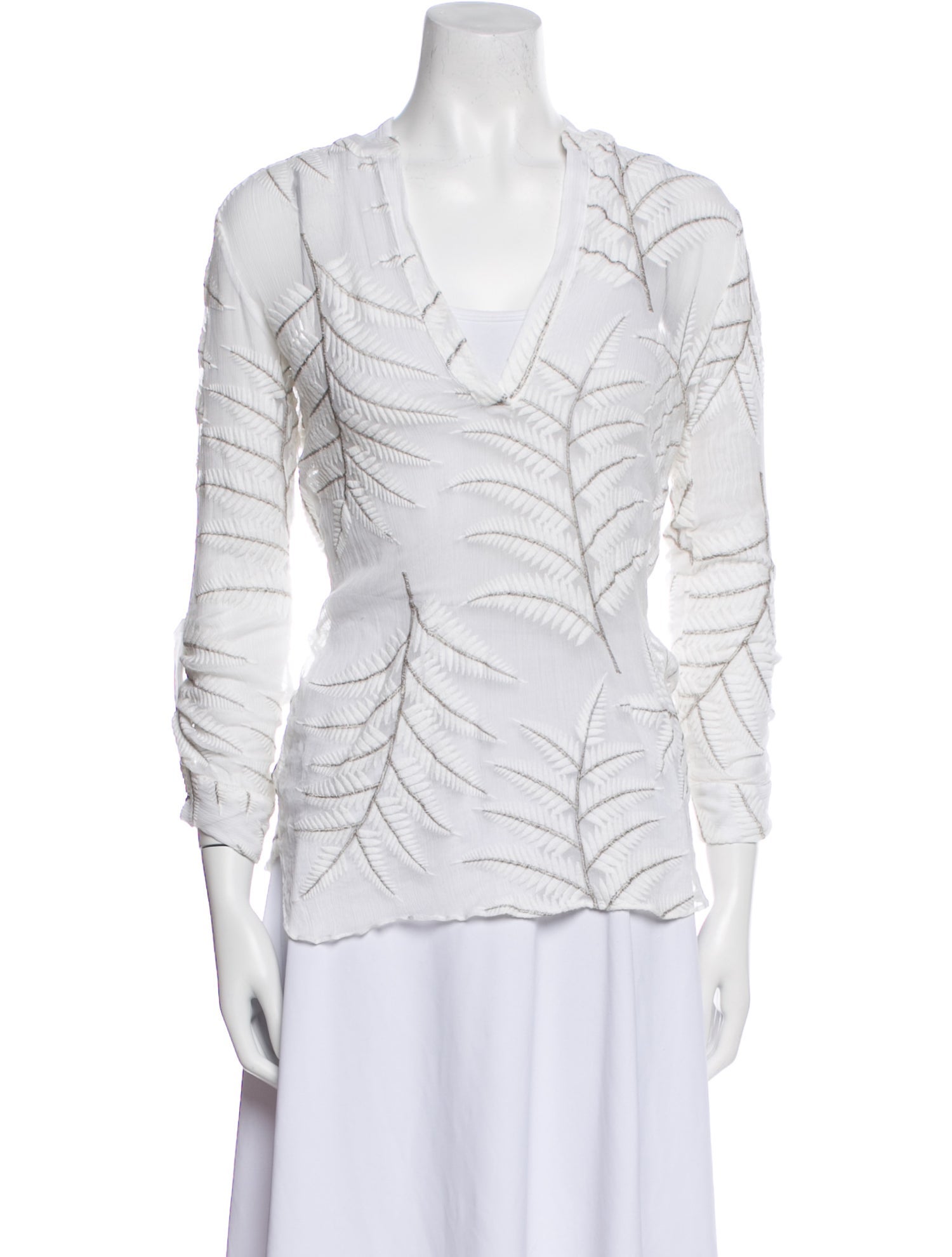 Alice + Olivia Silk V-Neck Top