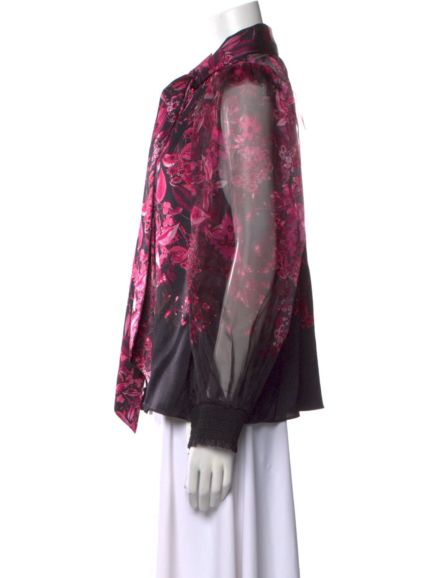 Alice + Olivia Floral Print Long Sleeve Button-Up Top