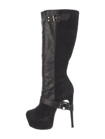 Alice + Olivia Leather Lace-Up Boots