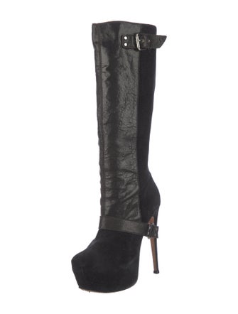 Alice + Olivia Leather Lace-Up Boots