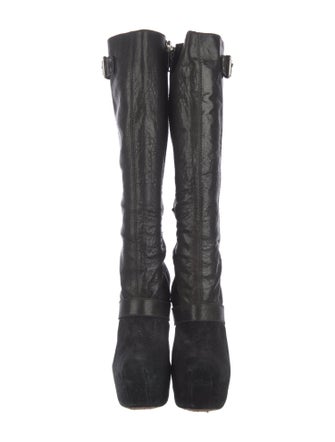 Alice + Olivia Leather Lace-Up Boots