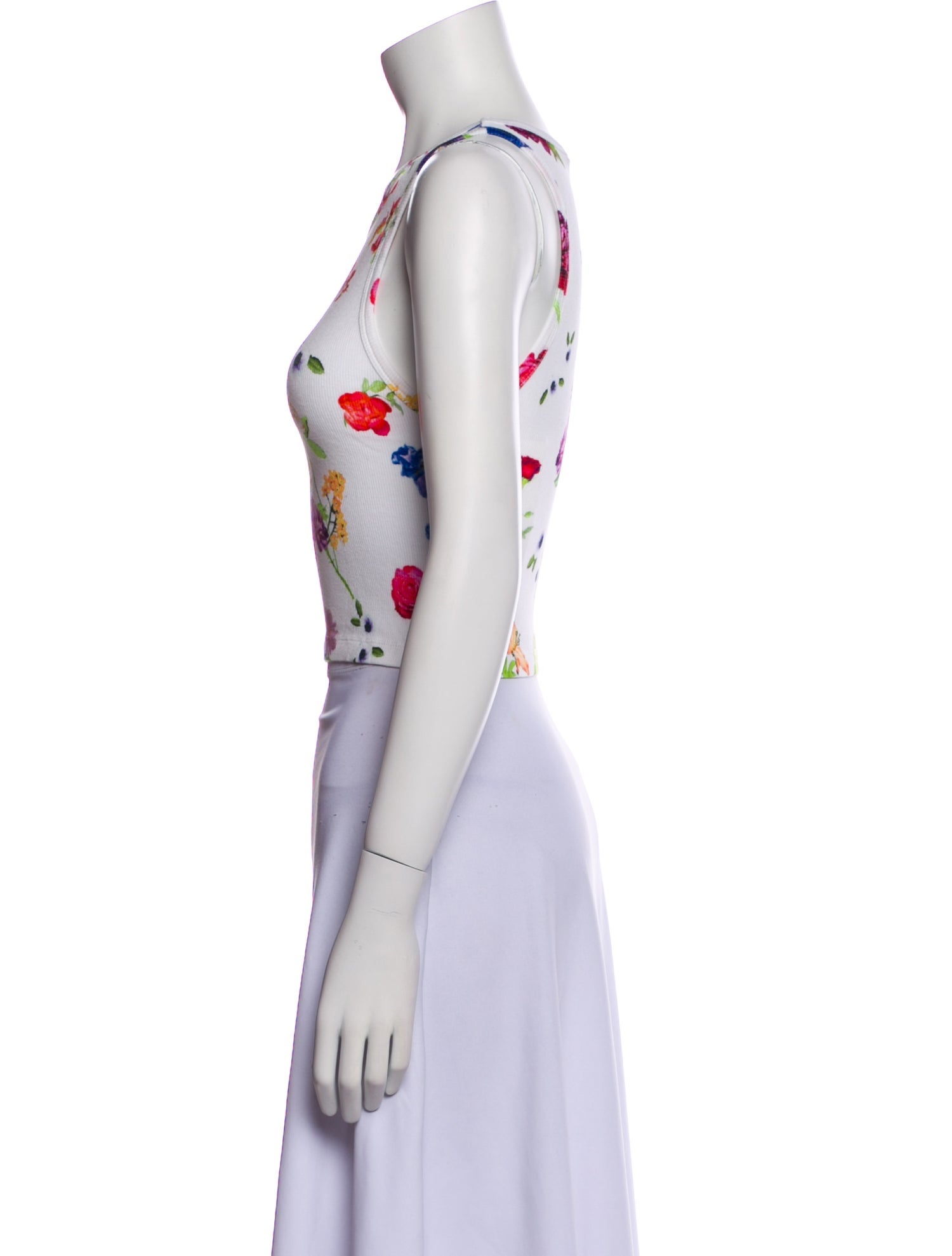 Alice + Olivia Floral Print Scoop Neck Crop Top