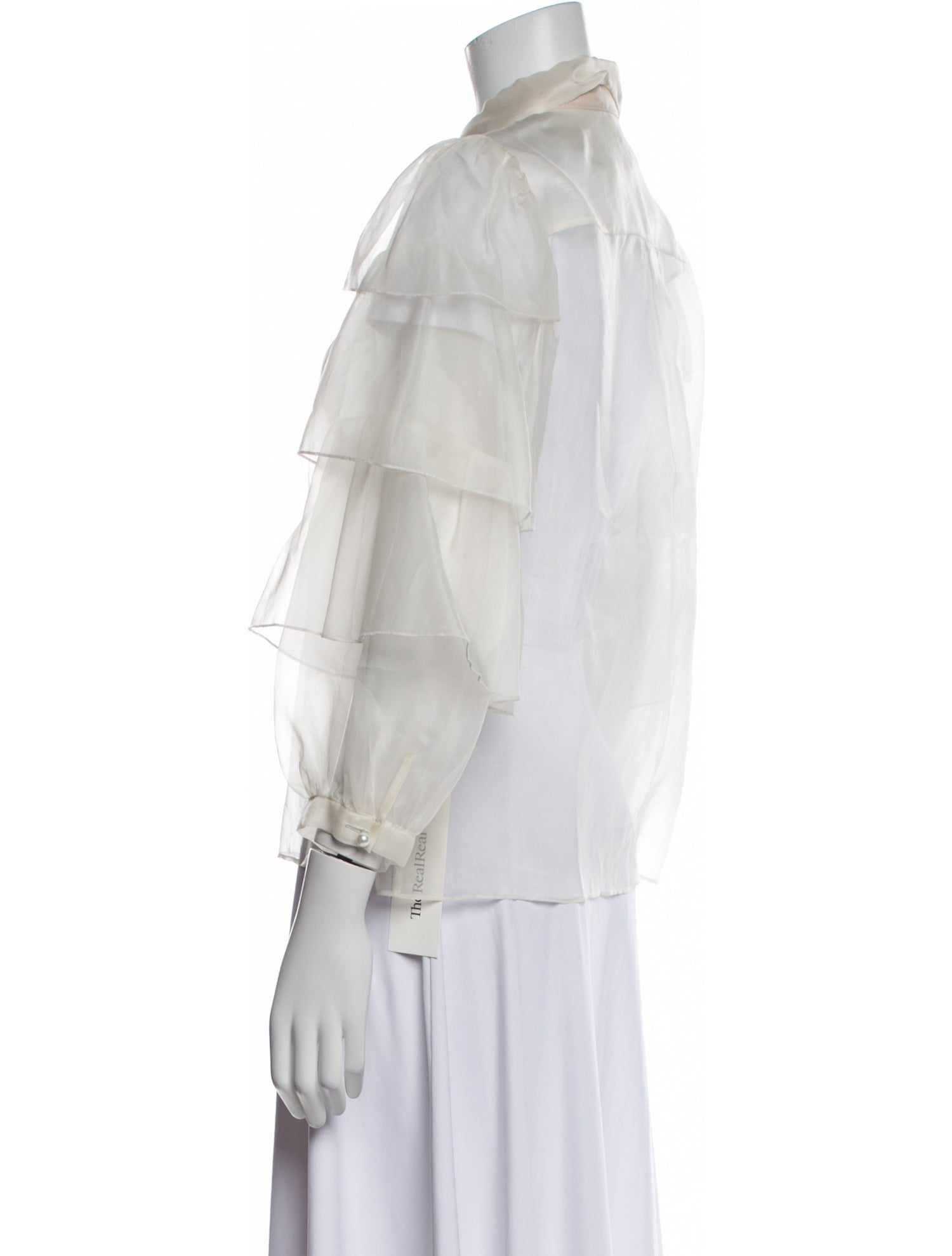 Alice + Olivia Silk Three-Quarter Sleeve Button-Up Top