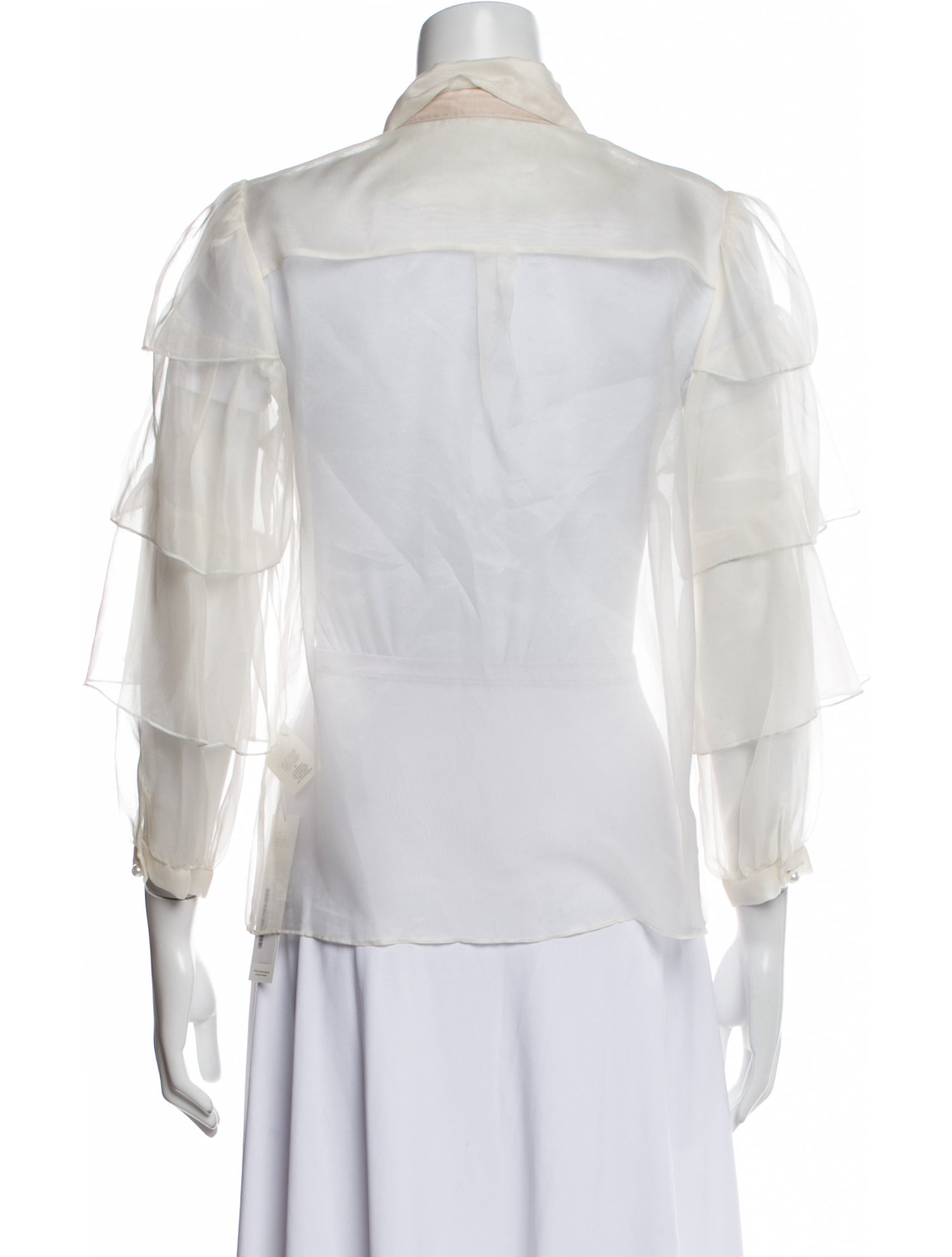 Alice + Olivia Silk Three-Quarter Sleeve Button-Up Top