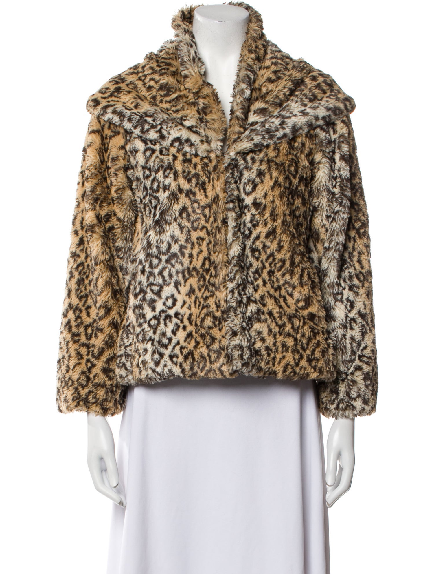 Alice + Olivia Faux Fur Animal Print Faux Fur Jacket