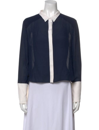 Alice + Olivia Silk Long Sleeve Button-Up Top