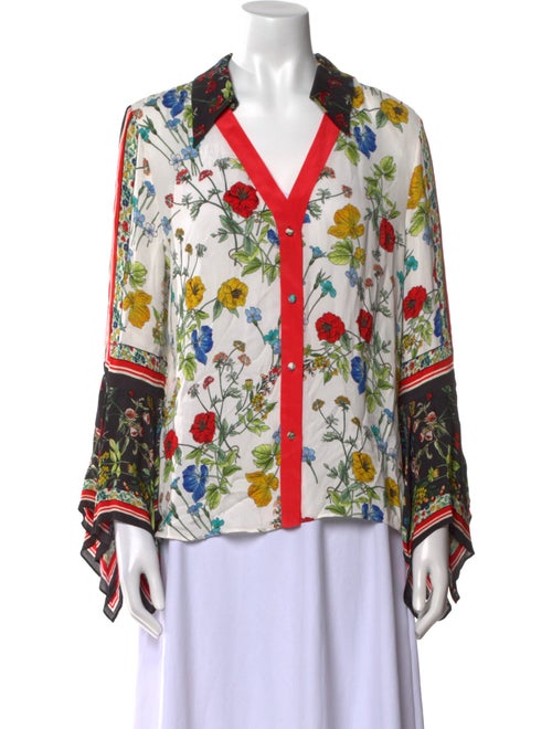 Alice + Olivia Floral Print Long Sleeve Button-Up Top