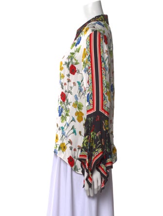 Alice + Olivia Floral Print Long Sleeve Button-Up Top