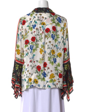 Alice + Olivia Floral Print Long Sleeve Button-Up Top