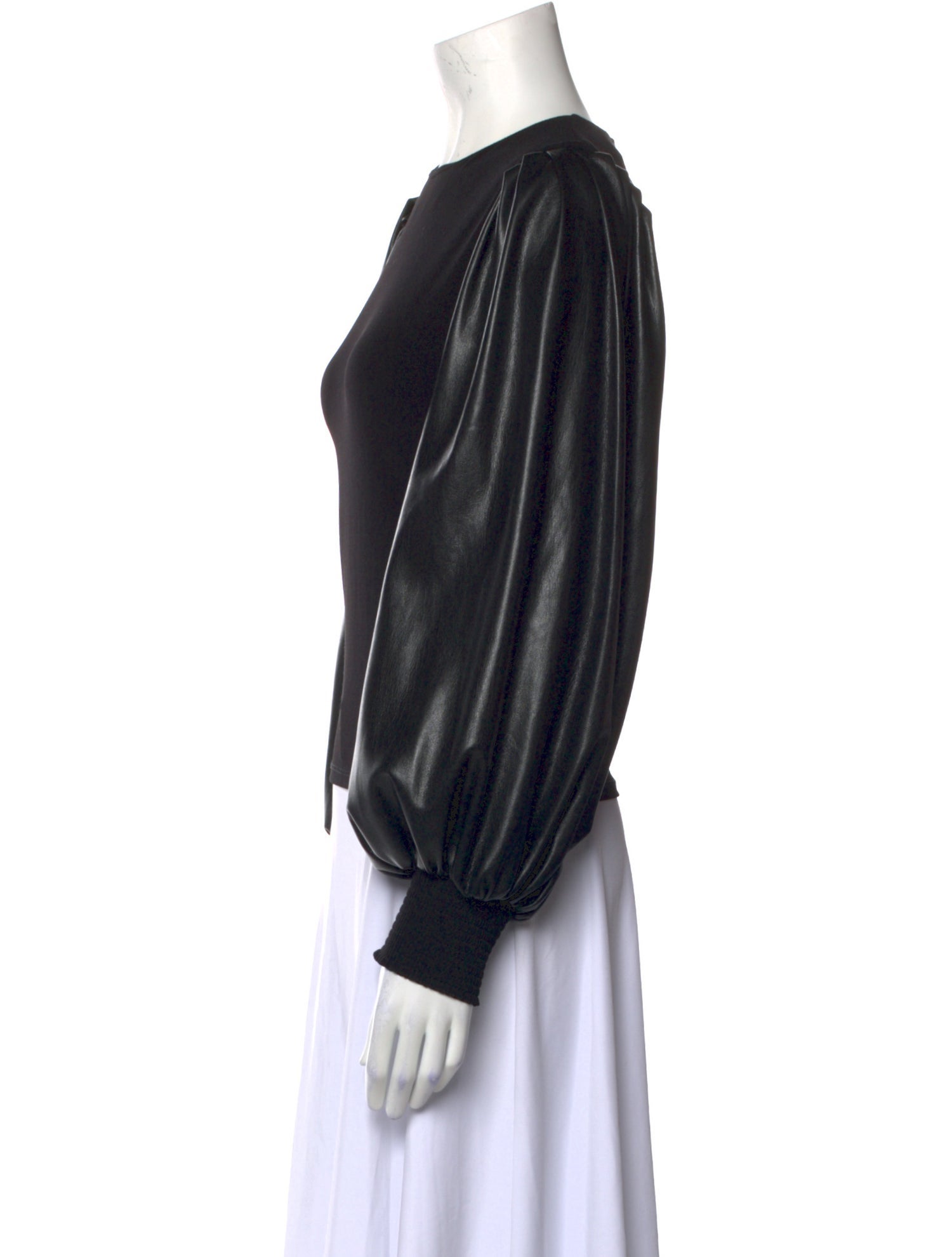 Alice + Olivia Faux Leather Crew Neck Sweatshirt