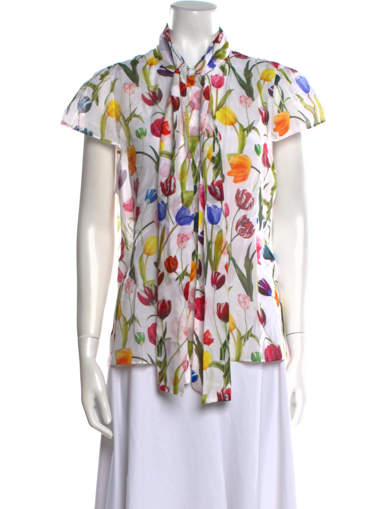 Alice + Olivia Printed Mock Neck Button-Up Top