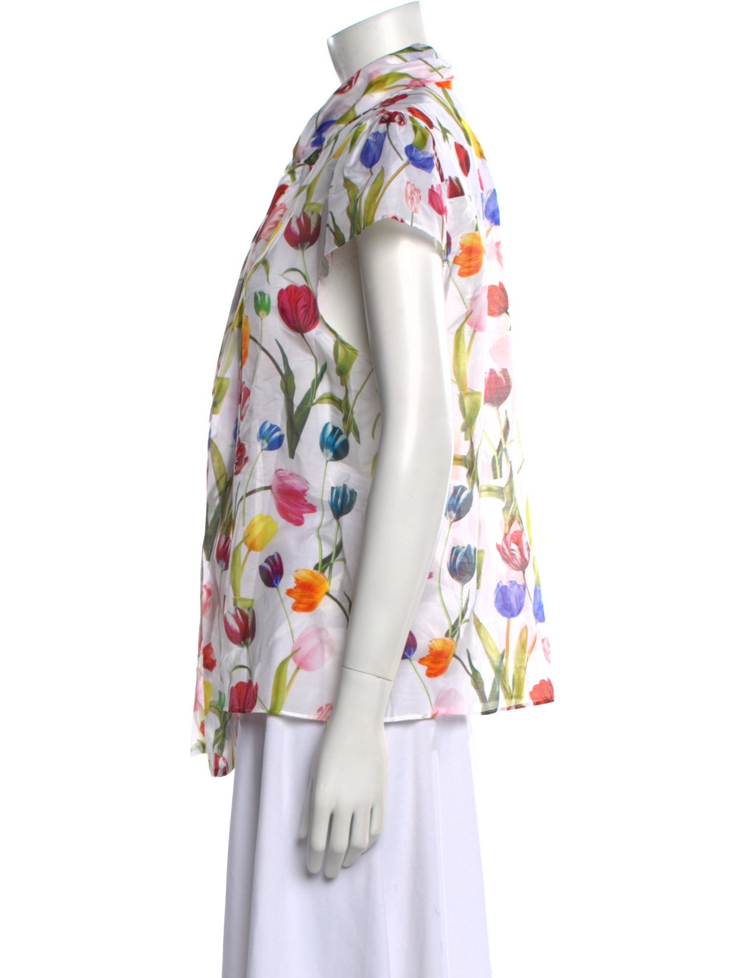 Alice + Olivia Printed Mock Neck Button-Up Top