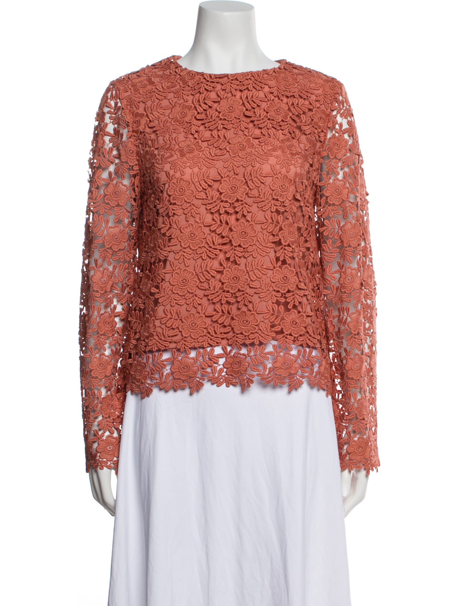 Alice + Olivia Lace Pattern Crew Neck Blouse