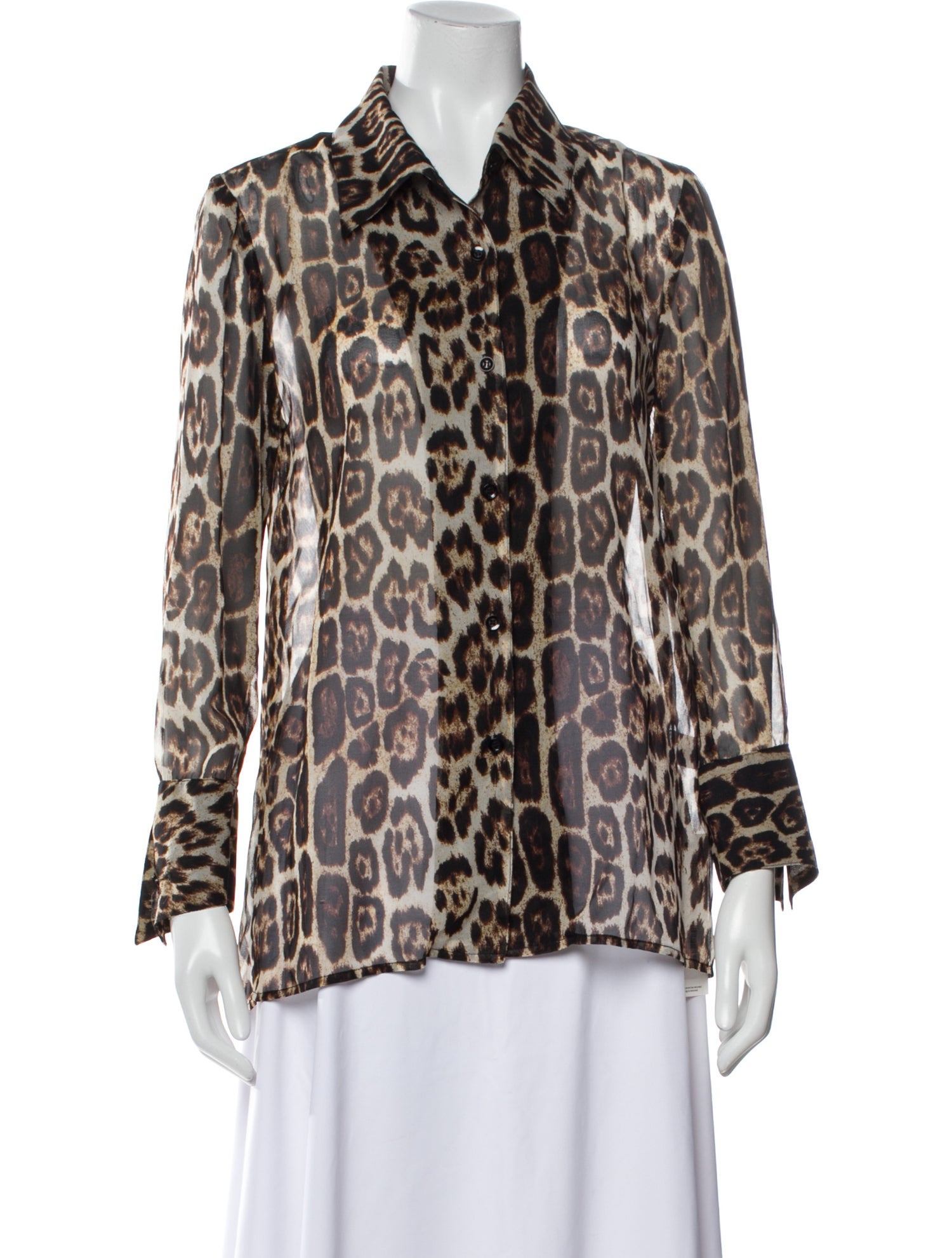 Alice + Olivia Silk Animal Print Button-Up Top