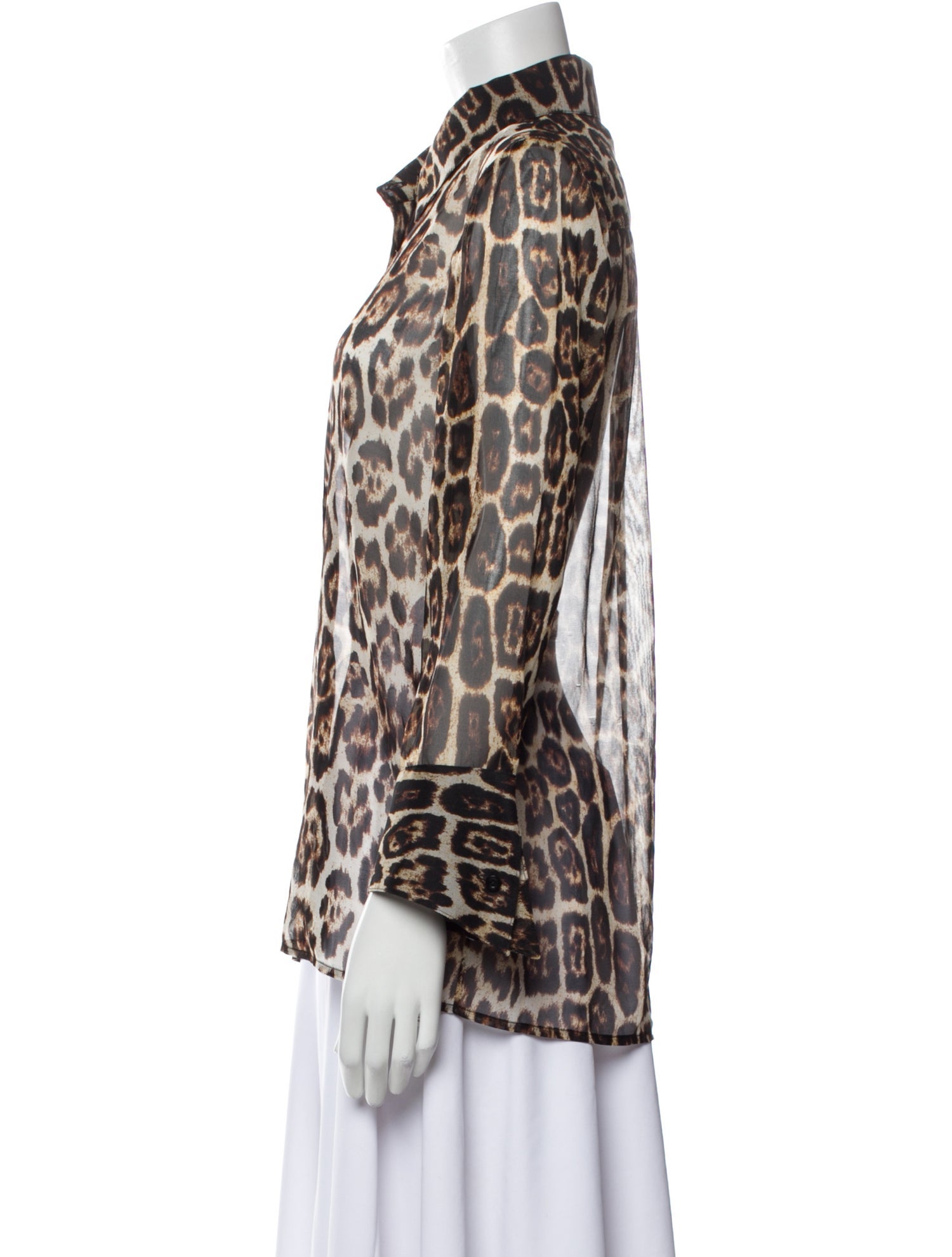 Alice + Olivia Silk Animal Print Button-Up Top