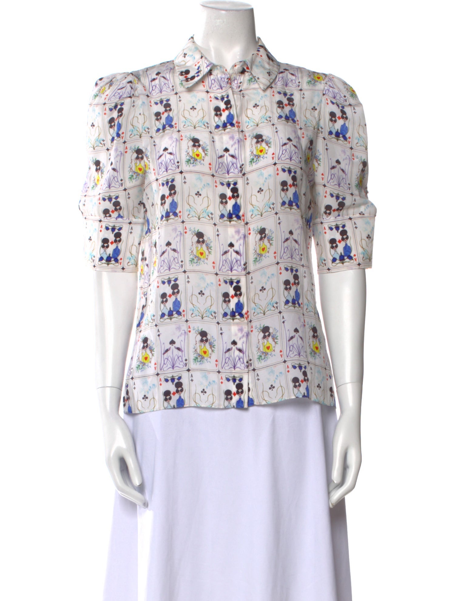 Alice + Olivia Silk Printed Button-Up Top