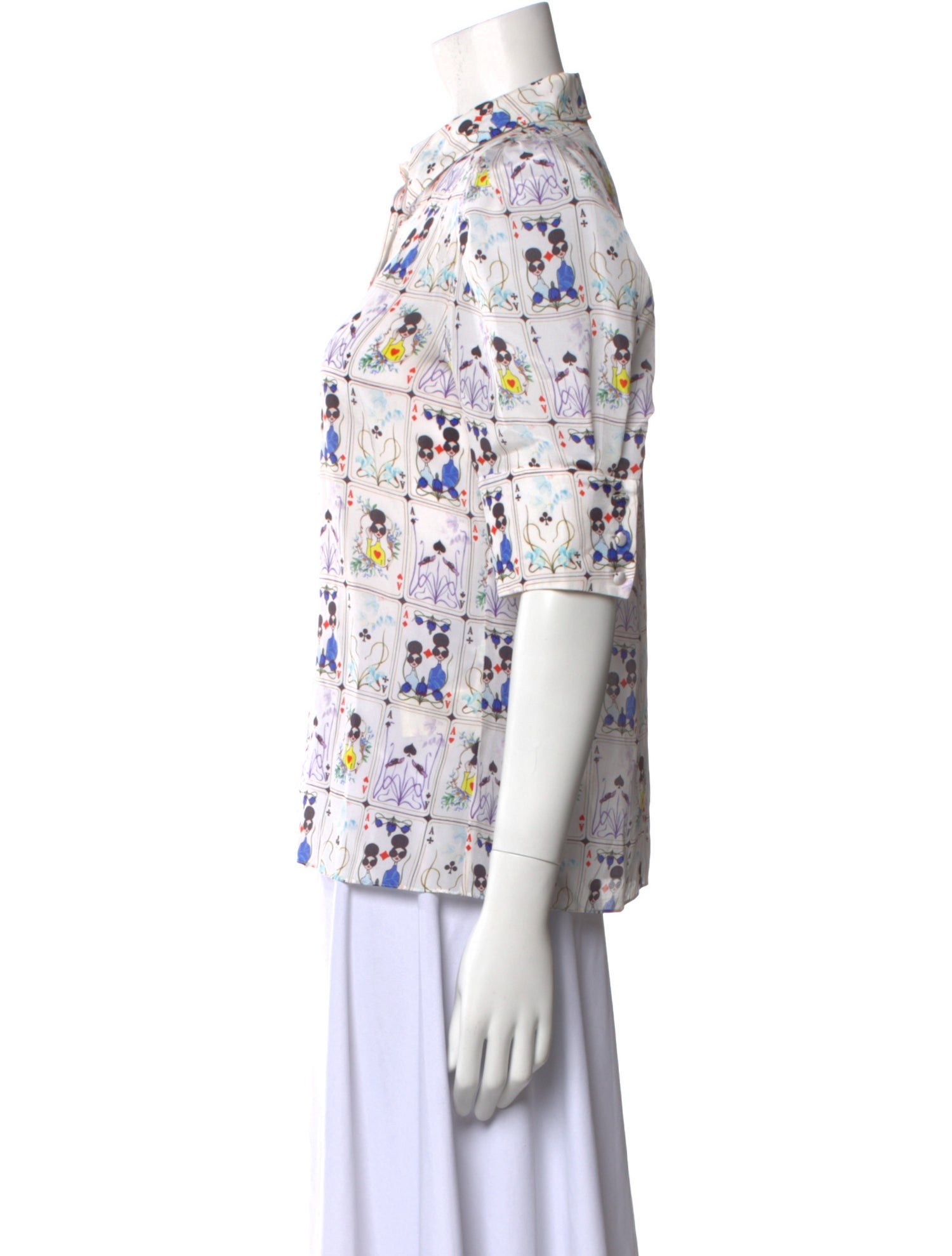 Alice + Olivia Silk Printed Button-Up Top