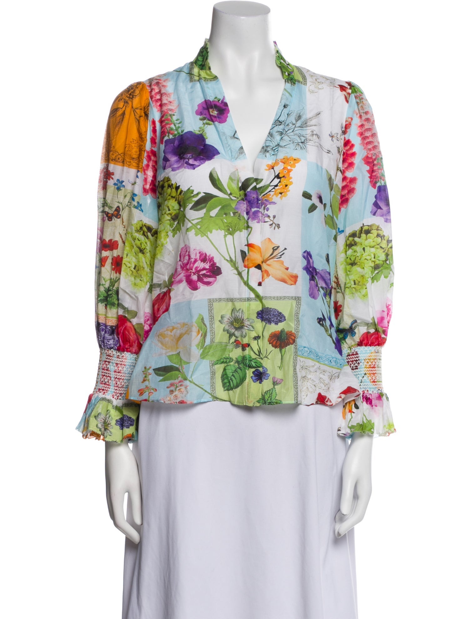 Alice + Olivia Floral Print V-Neck Blouse