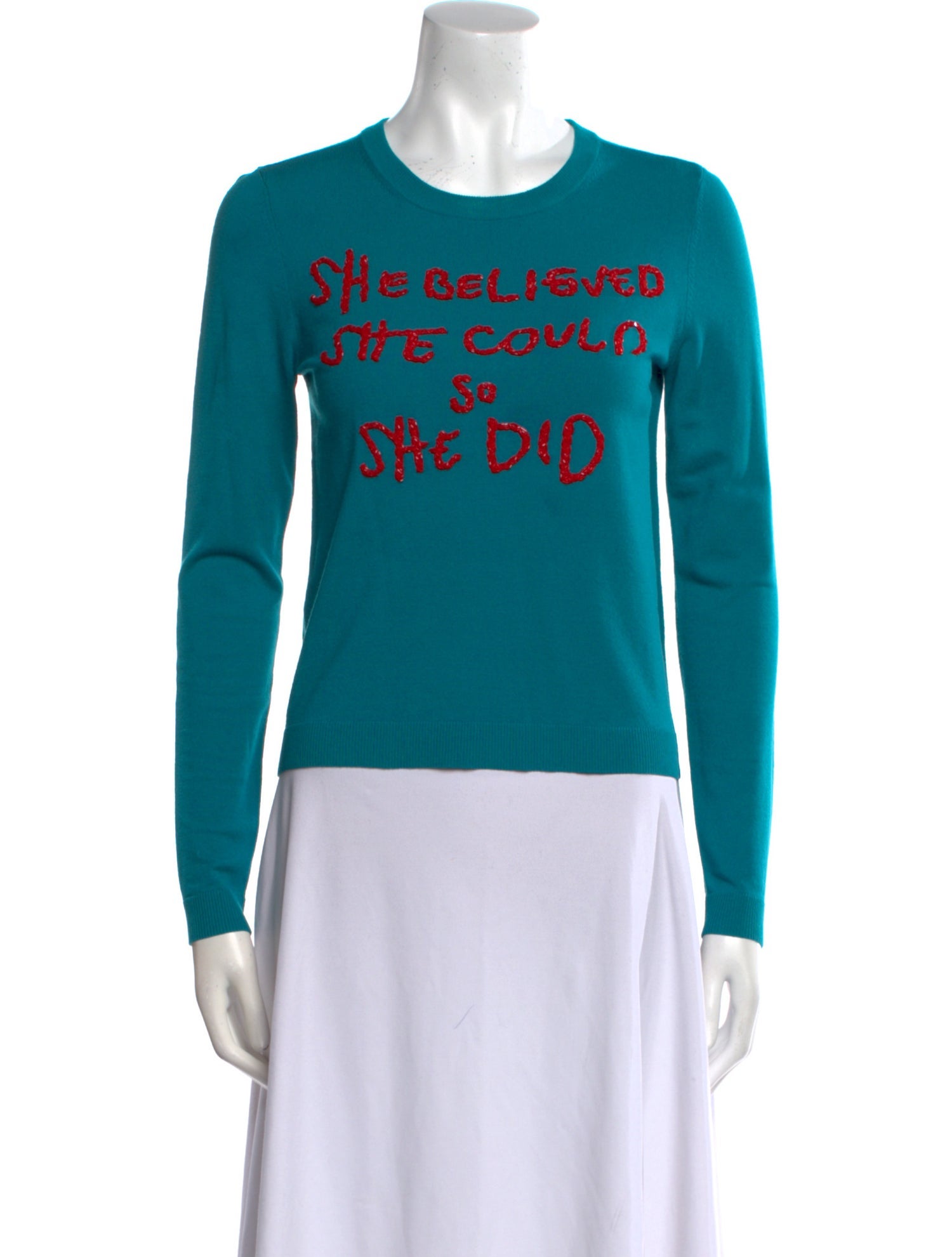 Alice + Olivia Graphic Print Crew Neck Sweater