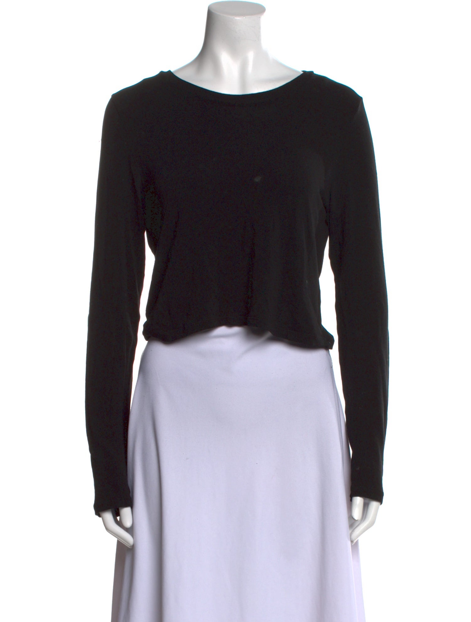 Alice + Olivia Bateau Neckline Long Sleeve Crop Top